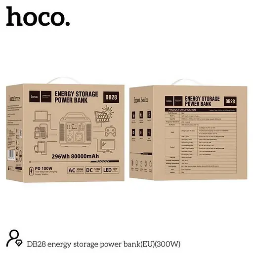 Портативная зарядная станция Hoco DB28 80000mAh (300W) Cеро-красная - фото 10