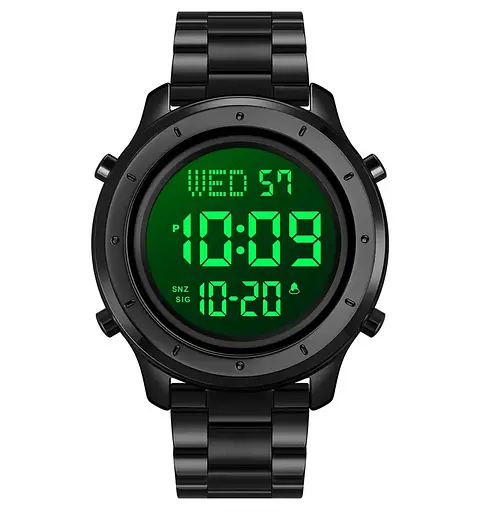 Чоловічий наручний електронний годинник Skmei 1864 (Чорний з браслетом) - фото 3