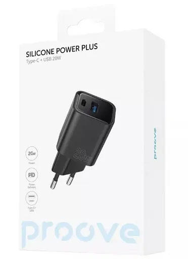 СЗУ Proove Silicone Power Plus 20W USB-C + USB-A Black (WCSP2011001) - фото 3