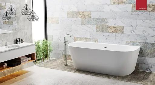 Ванна акрилова окремостояча Corsan Mono 160x75 пристінна E-029L Білий - фото 3