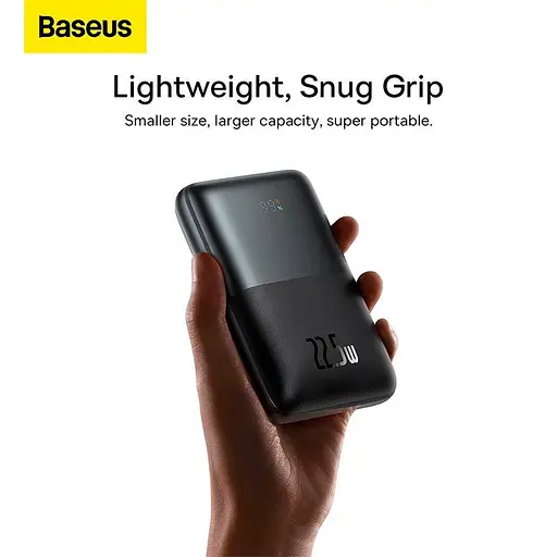 Зовнішній акумулятор BASEUS Bipow Pro Digital Display 20000 mAh 22.5W портативна батарея чорна - фото 8