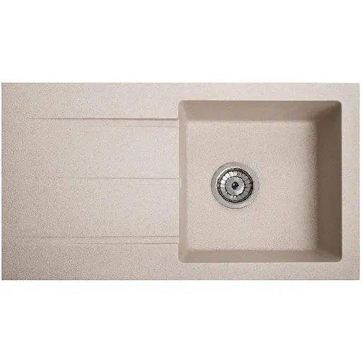 Гранітна кухонна мийка Romzha Quadro Bezhevy (401) з крилом - фото 1