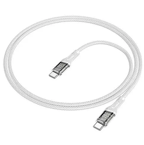 Кабель Type-C - Type-C Hoco U111 Transparent Discovery 60 W 1,2 м серый - фото 1