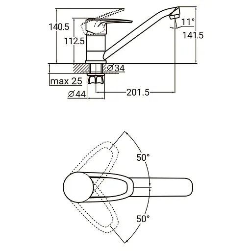 Змішувач для кухні Aquatica MJ-1B235C 9744110 - фото 2