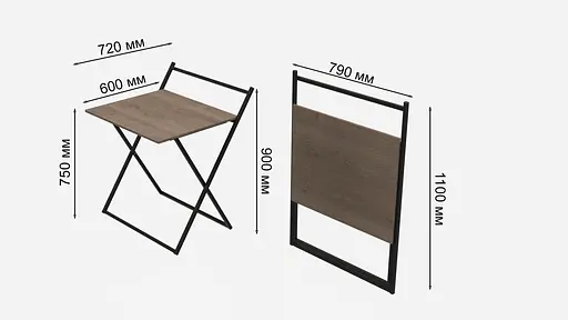 Стіл трансформер Компакт 3 750x790x720 Чорний метал ДСП Дуб Сонома Трюфель 16 мм FRD-104680 - фото 6