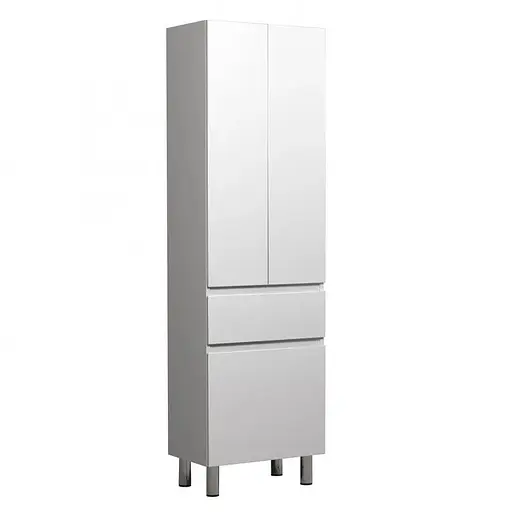 Пенал Мойдодыр Фокус П-55К в ванную комнату напольный с коризной, Белый - фото 1