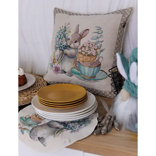 Наволочка гобеленовая Прованс Очарование Заяц 45х45 см (44278) - фото 9