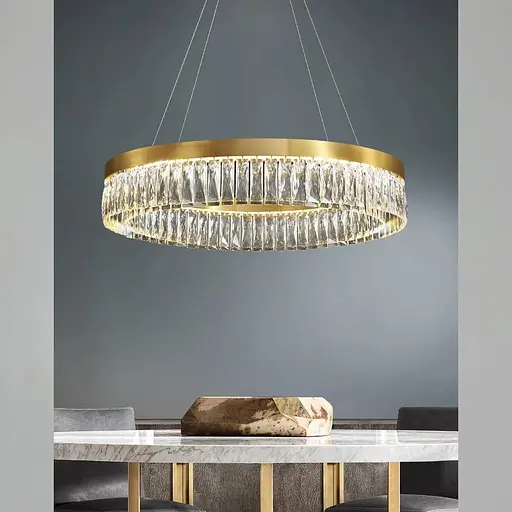 Люстра у латунному кільцевому корпусі з кришталем Ø 80 см | Line F | Арт. MJ310-800 AB - фото 5