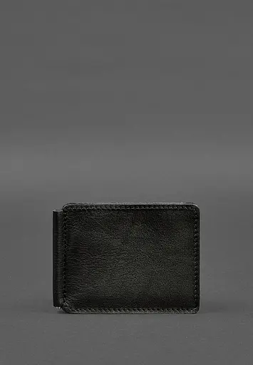 Кожаное портмоне 13.0 зажим черный краст - фото 2