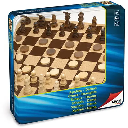 Настольная игра CAYRO Дорожные шахматы и шашки в металлической коробке (751) - фото 1