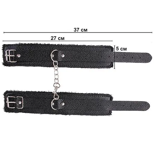 Кожаные наручники с мехом BDSM One size K000316 - фото 2
