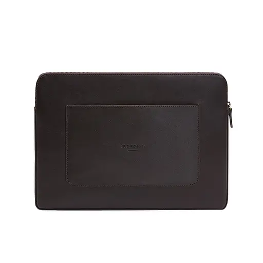 Кожаный чехол BlankNote для ноутбука на молнии с хлястиком и карманом Темно-коричневый - фото 7
