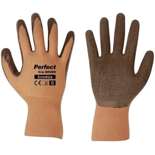 Рукавички захисні Bradas PERFECT GRIP BROWN латекс розмір 8 RWPGBR8 - фото 1