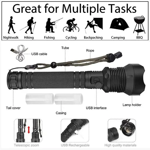 Ліхтар ручний акумуляторний Xanes 1282 XHP70 Ліхтарик - фото 5