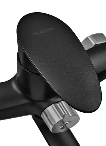 Смеситель для ванны Plamix CEZAR-006 EURO SET Matte black, со шлангом, лейкой и кронштейном (PM0690) - фото 6