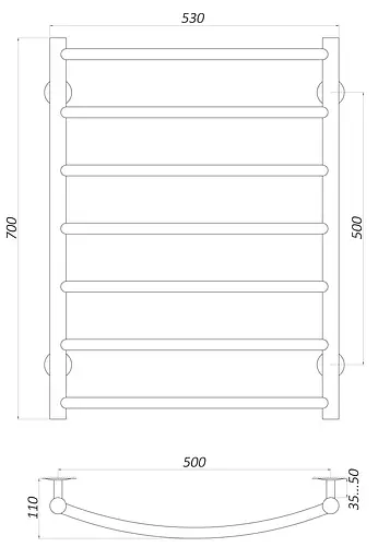 Водяной полотенцесушитель Unio LD W 700-500-7 Лесенка Дуга, Хром - фото 4