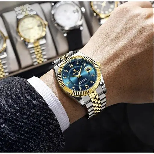 Чоловічий наручний годинник Poedagar Dublin (Сріблястий з золотистим) - фото 7