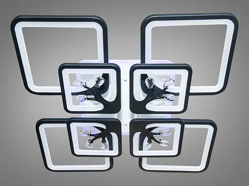 LED люстра на стелю з димером і кольоровим підсвічуванням, 190Вт.чорна - фото 2