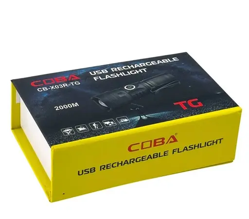Ручний ліхтар Coba CB-X03R-TG на акумуляторі зі швидким заряджанням ручний ліхтар LED біле світло Чорний - фото 4