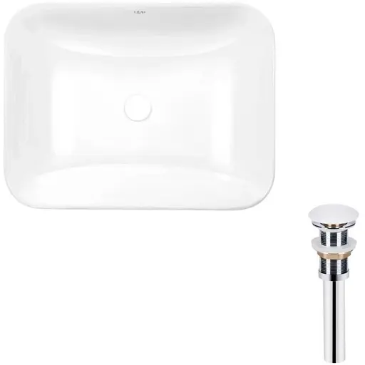 Комплект Qtap Scorpio: Раковина врезная прямоугольная 510х390х145 мм White + Донный клапан PU02 (QT1411K490WN47290) - фото 1