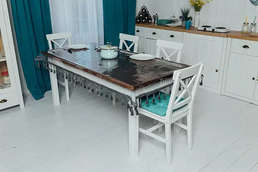 Скатерть силиконовая с черно-серой бахромой 220х130 см - фото 2