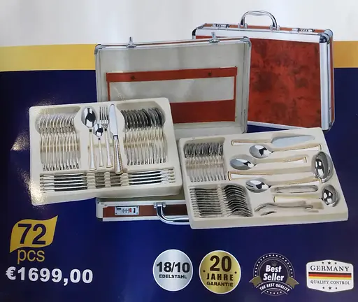 Набор столовых приборов Bachmayer BM-7285 на 12 персон в подарочном чемодане 72 предмета - фото 9