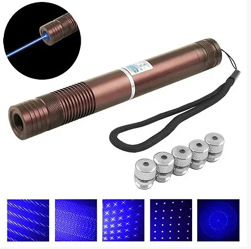 Лазерна указка YX-B008 10000mW (5 насадок) Синій лазер - фото 9