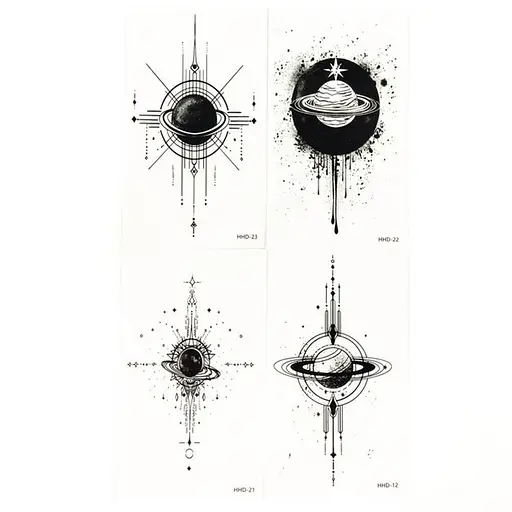 Набір тимчасових тату Космос black-tattoo-mini-set-space із 4 чорних по 9,5 х 5,5 см