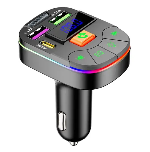 Автомобильный FM трансмиттер модулятор Bluetooth Voltronic FMQ19EQ 3.1A, TF, USB, PD 20W
