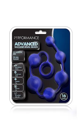 Анальні кульки Performance Advanced Silicone Anal Beads 40.6 см (синій) - фото 2