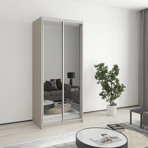 Шафа-купе дводверна MebelStar Уні AL 2 Дзеркала 90x60x210 см Кашемір (MBS-2659)