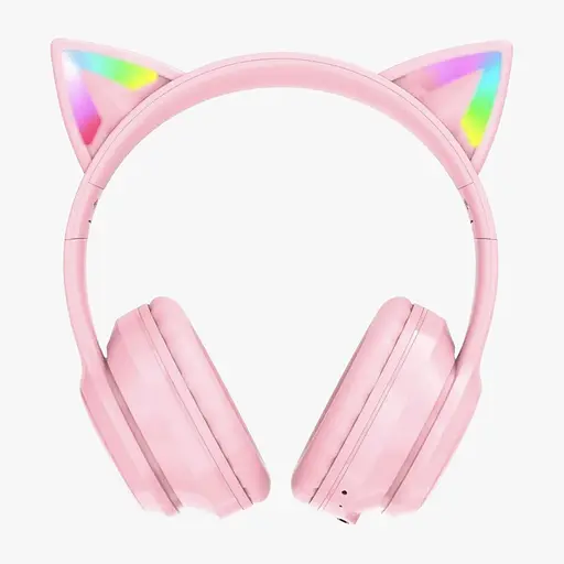 Бездротові ігрові навушники з котячими вушками Onikuma B90 з RGB підсвічуванням Навушники для стрімінгу Рожевий - фото 2