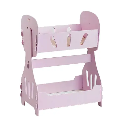 Кроватка для кукол двухярусная, качалка №8005Р МАСЯ розовая, в коробке - фото 1