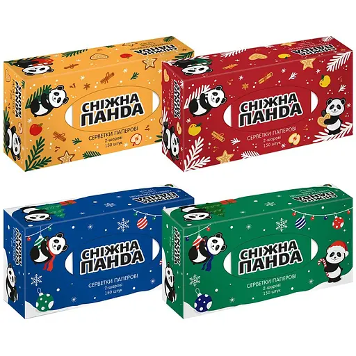 Серветки косметичні Сніжна Панда  в асортименті 150 шт.