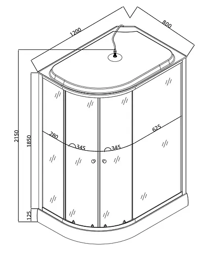 Душевой бокс без гидромассажа Mixxus Wave SB02-120x80x215-R-FB Satin с низким поддоном MI6893, Хром матовый, Универсальная, матовый, хром матовый - фото 3