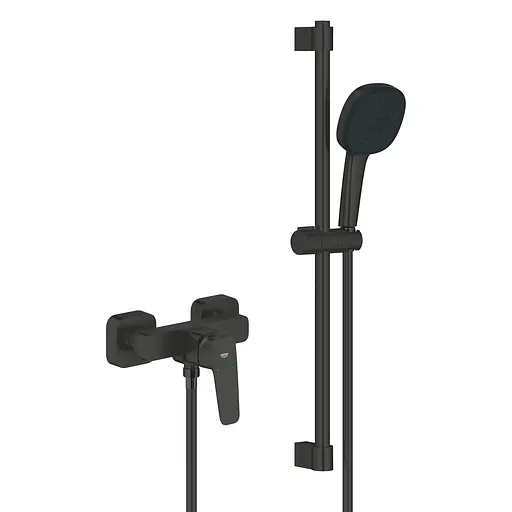 Смеситель для душа с душевым гарнитуром Grohe Cubeo 1018252430 Черный матовый - фото 1