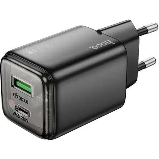 Мережевий зарядний пристрій Hoco N52 Monsoon PD20W+QC3.0 charger(EU) Чорний - фото 1