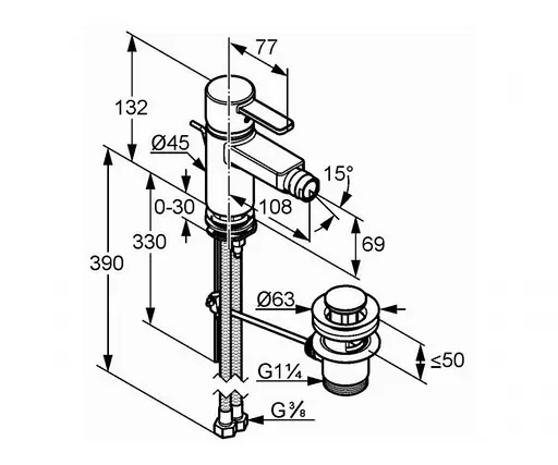 Смеситель для биде Kludi Zenta 385309175 - фото 2