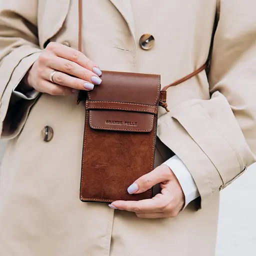 Мини сумка чехол для телефона Grande Pelle 18.5х10.5х3.5 см sum0028483 - фото 3