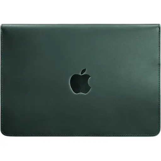 Кожаный чехол-конверт BlankNote на магнитах для MacBook 13 Зеленый Crazy Horse - фото 1