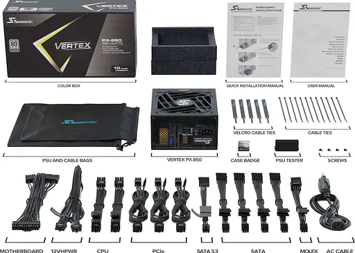 Блок питания Seasonic Vertex PX-850 850W 80+ Platinum (Vertex PX-850) - фото 2