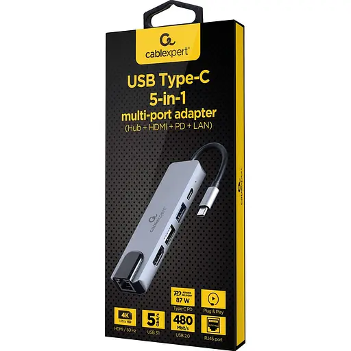 USB-Хаб Cablexpert A-CM-COMBO5-04, USB Type-C 5-в-1 (A-CM-COMBO5-04) - фото 2