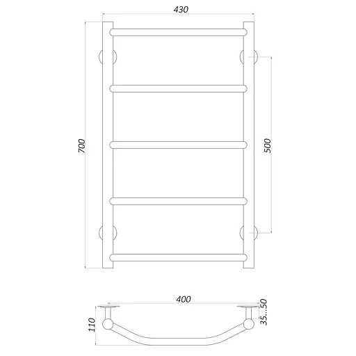 Полотенцесушитель UNIO LT W 700-400-5 Лестница Трапеция (20644) - фото 4