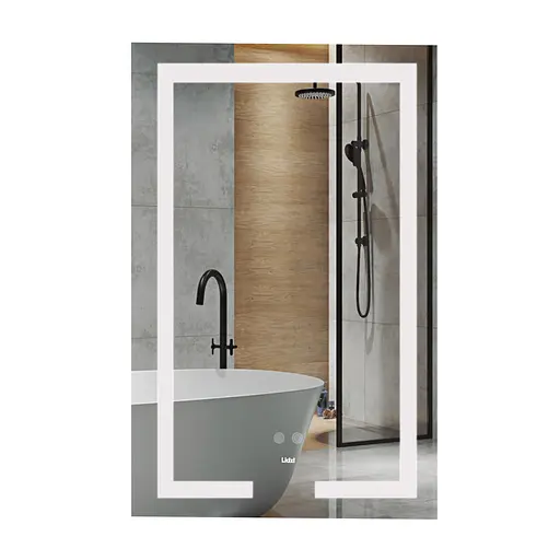 Дзеркало Lidz Kubis 800x500 з LED-підсвічуванням Touch, з антизапотіванням, з диммером яскравості LD78LF9365080 - фото 1