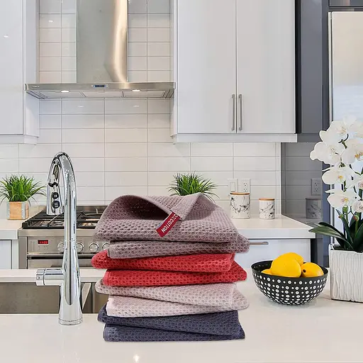 Набір кухонних рушників зі 100% бавовни - Вафельні серветки для кухні 34*34 см 6 шт Мікс - фото 6