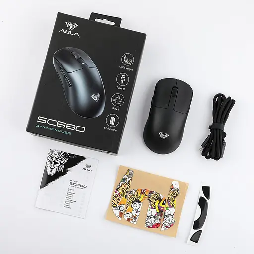 Мышь беспроводная игровая Aula SC680 PAW3395 26000 DPI 2.4G Bluetooth Black - фото 7