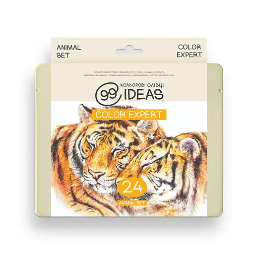 Набор цветных карандашей 99IDEAS "Color Expert" 24 цвета, Animal Set, металлическая коробка, 99CE-24ANIM