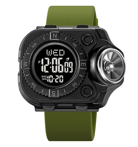 Чоловічий наручний годинник з ліхтарем Skmei 2187 Зелений з чорним циферблатом