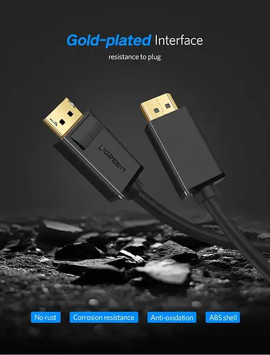 Кабель Ugreen DP102 DP Male to Male Cable 2 м черный (10211) - фото 3