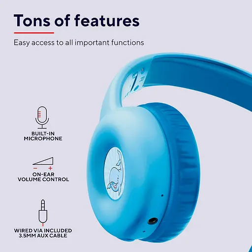 Наушники On-ear Nouna Kids, Wireless, микрофон, синий Trust teh0014286 - фото 6